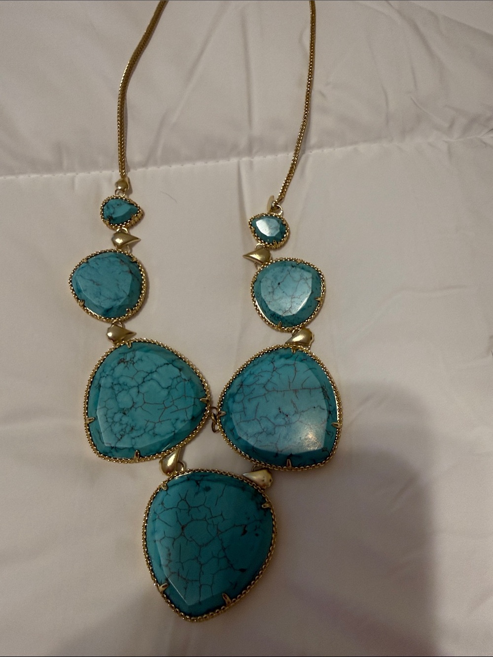 Kendra Scott Turquoise Statement Necklace in Blue and Gold